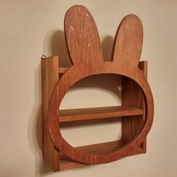訂製☆木製☆兔臉展示架☆櫻桃木 第4張的照片