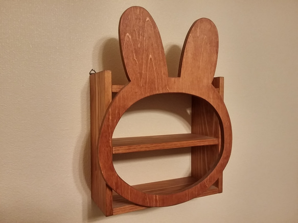 訂製☆木製☆兔臉展示架☆櫻桃木 第4張的照片