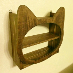 訂製款深胡桃木貓臉展示架 第4張的照片