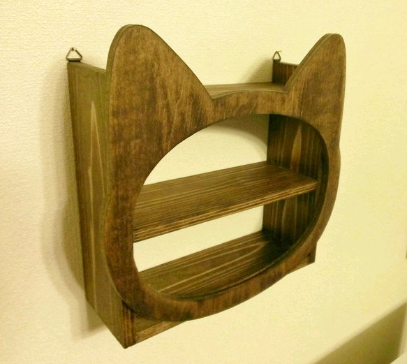 訂製款深胡桃木貓臉展示架 第4張的照片