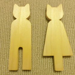 木製ネコ型トイレサイン☆トイレピクト☆ナチュラル 3枚目の画像