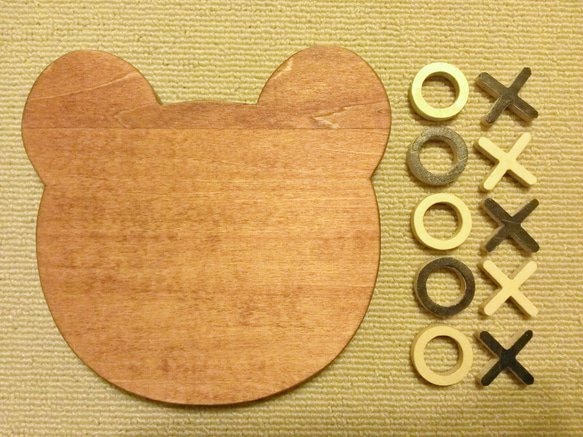 木製クマ型マルバツ（○×）ゲーム☆チェリー 3枚目の画像