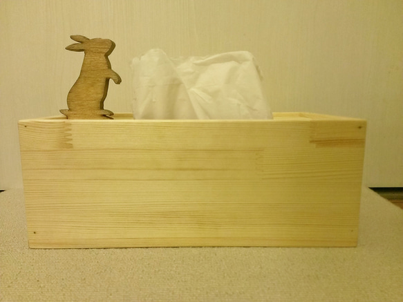 定制 ☆ 兔子玩的木製紙巾盒 ☆ 自然 第2張的照片