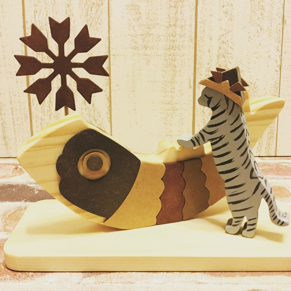 受注制作☆端午の節句☆柄付猫が遊ぶ五月人形☆こどもの日☆動物