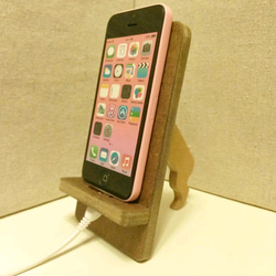 法國鬥牛犬支撐的智慧型手機支架，深棕色 第3張的照片