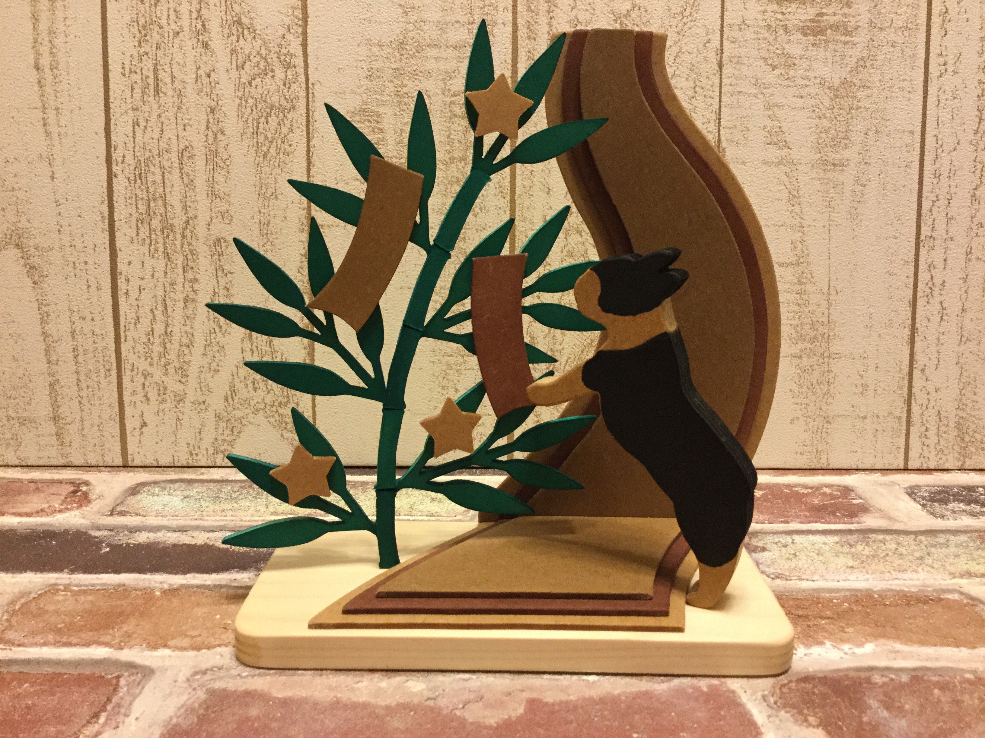 受注制作☆七夕☆天の川と笹飾りとフレンチブルドッグの置物☆フレブル☆犬種・ポーズの変更、色変更も可能！