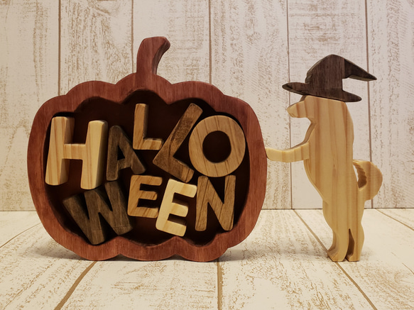 訂做☆手拿南瓜和萬聖節文字的柴犬☆萬聖節☆顏色和品種可以改！ ！ 第1張的照片