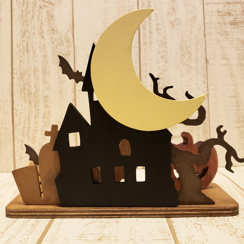 受注制作】ハロウィン置物＊ジャックオーランタンとおばけの木製