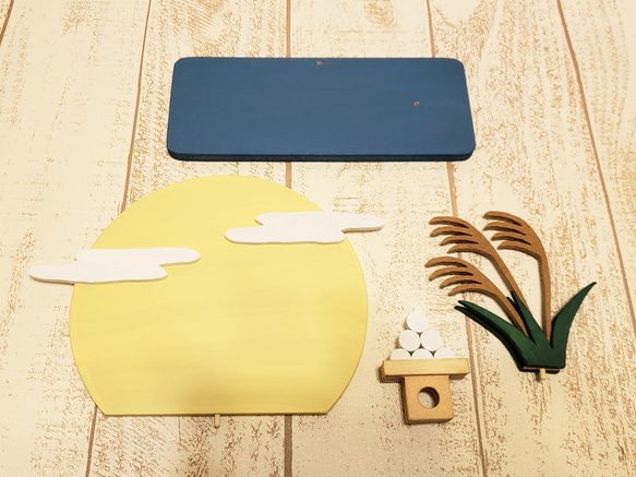 【訂製】木製滿月與黑貓人偶｜內含賞月、中秋月、芒草、賞月餃子｜品種及顏色可訂製 第5張的照片