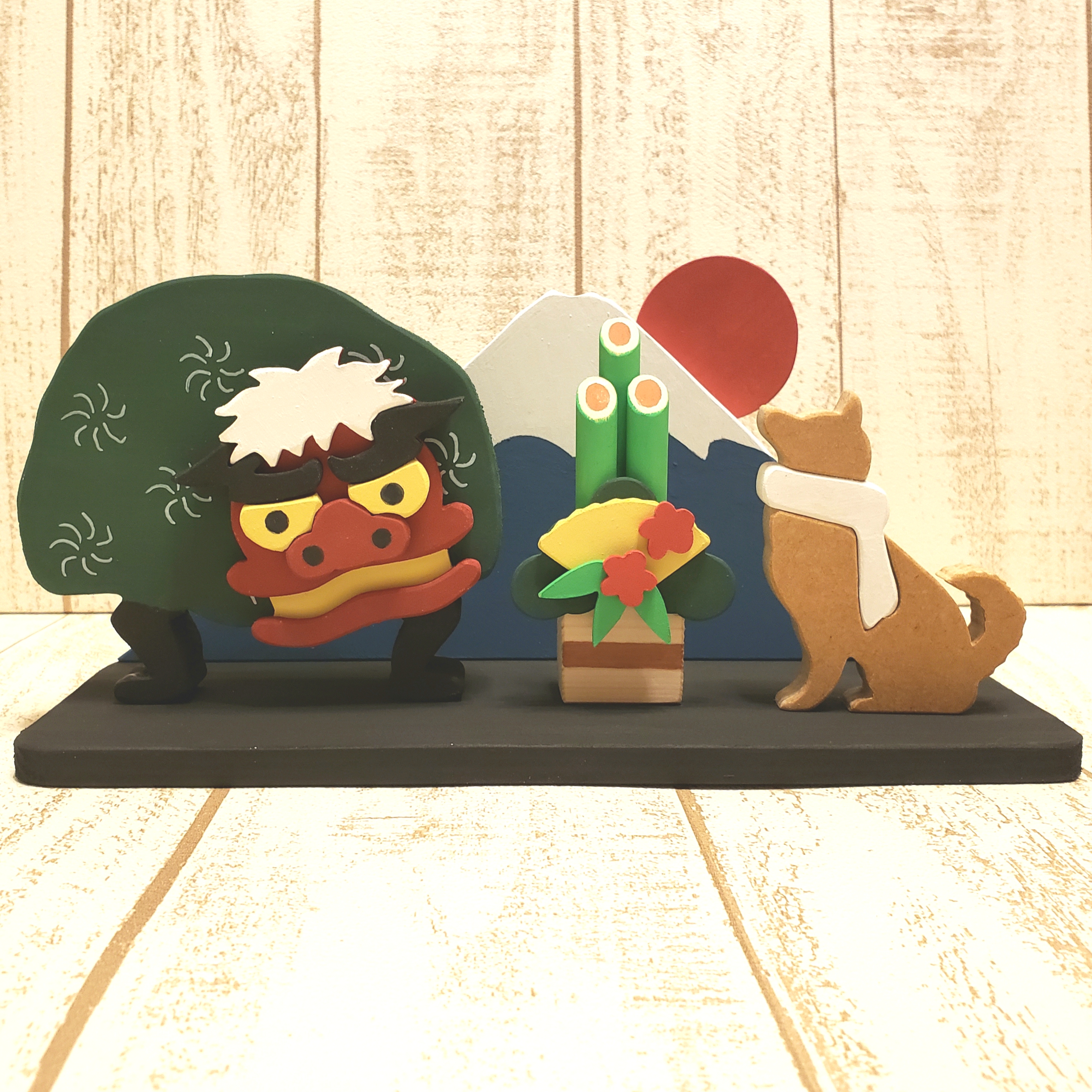 受注制作☆動物の変更も色変更も可能！お正月☆柴犬と獅子舞がいる正月飾り☆謹賀新年☆元旦