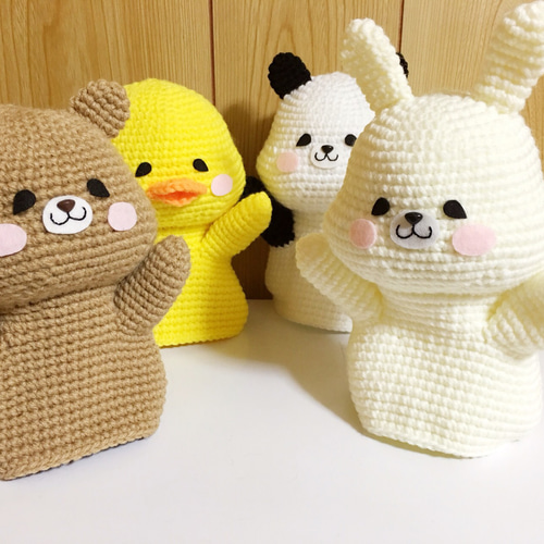 chiyou-k様オーダー品　おひなさんパペット　森のくまさんパペットセット他 パペットくまさん あみぐるみ SOREIRO 通販 2497714｜Creema