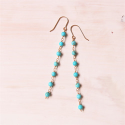 14kgf・ロングピアス（ターコイズ） 1枚目の画像