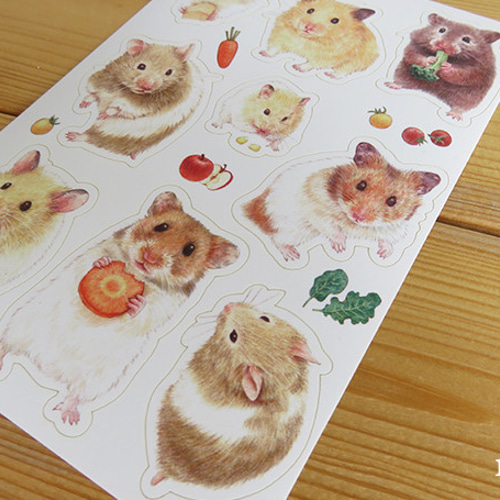 ハムスターのシール2枚セット シール・ステッカー roko 通販 3535769