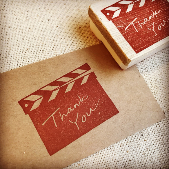 カチンコで Thank you 消しゴムはんこ☆送料無料 はんこ