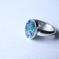 ナナンビジューモザイクオパールリングsilver925 14号