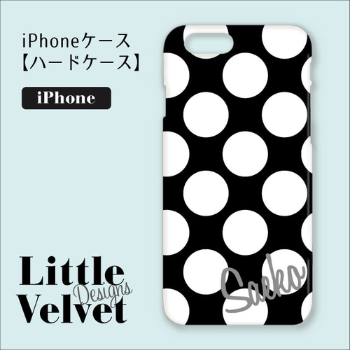 ドット柄 お名前ロゴ入り iPhoneケース/ハードケース [PC614BKWT