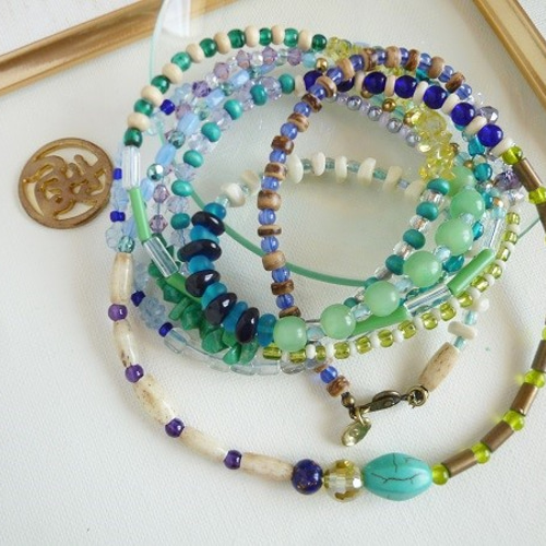 ビーズロングネックレスL青 ネックレス・ペンダント Tsubasa KATOU