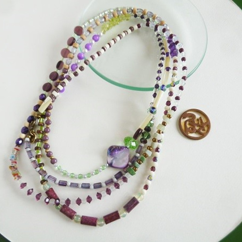 ビーズロングネックレスL紫 ネックレス・ペンダント Tsubasa