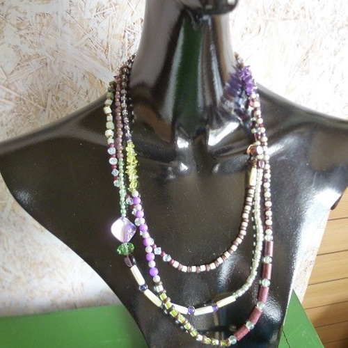 紗栄子 ロングネックレス ビーズ付き MK-7944】ビーズ4連ロング