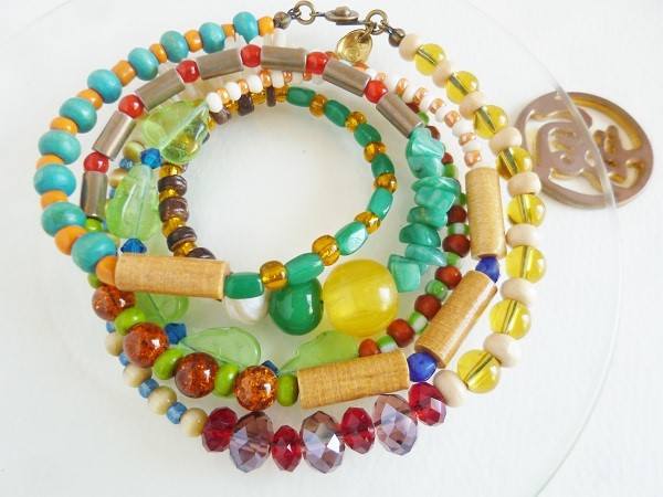 ビーズロングネックレスMオレンジ