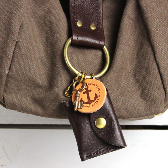 polta-mini：オリーブ（タンニン染め帆布×杤木レザーセミショルダーバッグ） 4枚目の画像