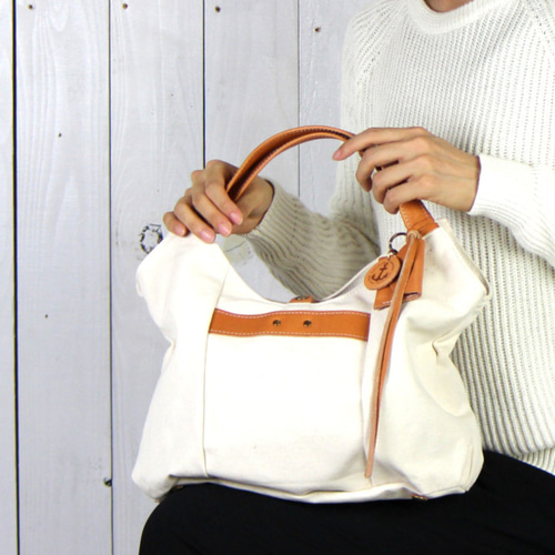 tanton-mini：生成（倉敷帆布×杤木レザートートバッグ） トートバッグ  