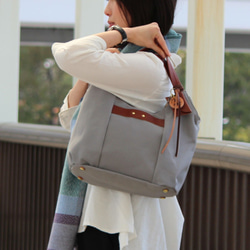 tanton-mini：淺灰色（Kurashiki帆布×Sakigi皮革手提包） 第2張的照片