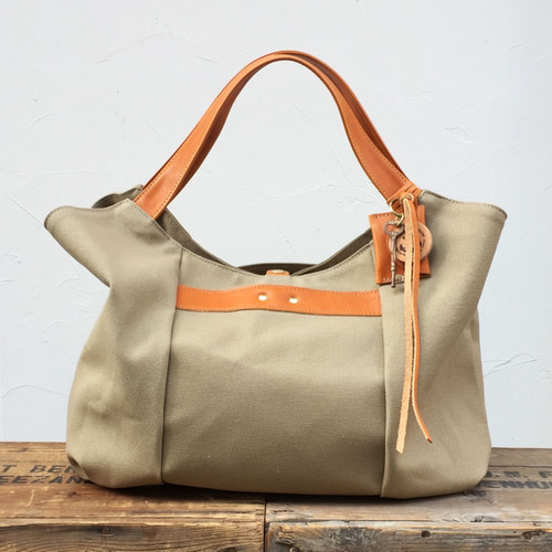 tanton:マッシュルーム（倉敷帆布×栃木レザートートバッグ