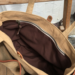 markt：タン（タンニン染め帆布×イタリアンレザーバケツトートバッグ） 8枚目の画像