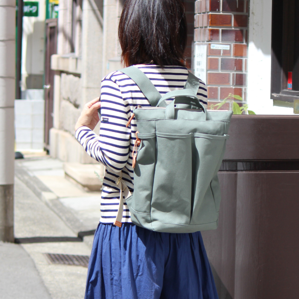 2wayリュック　A4サイズ　hike35:ワサビ色(国産帆布リュック)