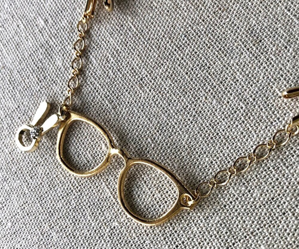 シェイプレット・カーディガンクリップなどに♥︎ウサギとメガネ　*ゴールド* 3枚目の画像