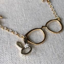 シェイプレット・カーディガンクリップなどに♥︎ウサギとメガネ　*ゴールド* 4枚目の画像