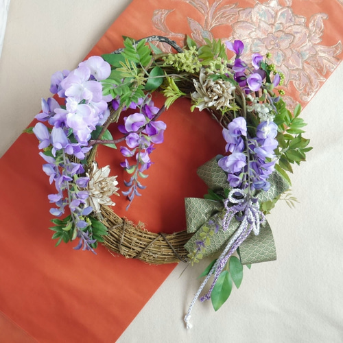 K様オーダー品 藤の花のリース リース くまさん 通販｜Creema 