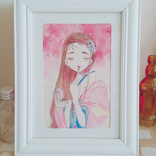 グラスアート　イラスト　水彩画　原画 絵画販売・水彩・原画「ステンドグラス」「スクープ