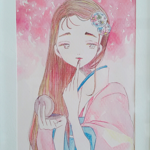 水彩イラスト原画】お化粧 イラスト karasuya 通販 3697446｜Creema