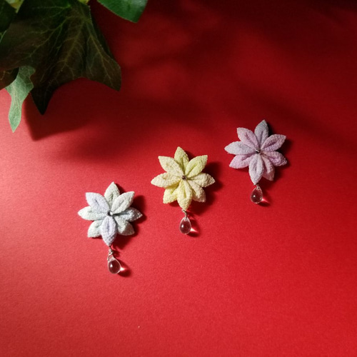 完成品】つまみ細工☆小花のマスクチャーム☆つまみ細工のてふてふ堂