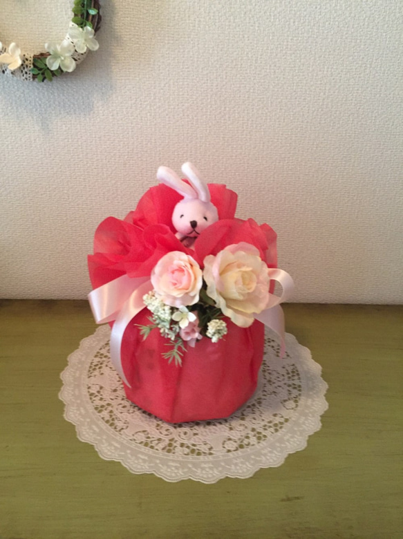 オムツケーキ mini Red　出産祝いに　 1枚目の画像