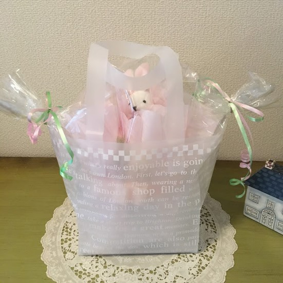 オムツケーキ アレンジ　mini pink 出産祝い　マグネット付き　 9枚目の画像