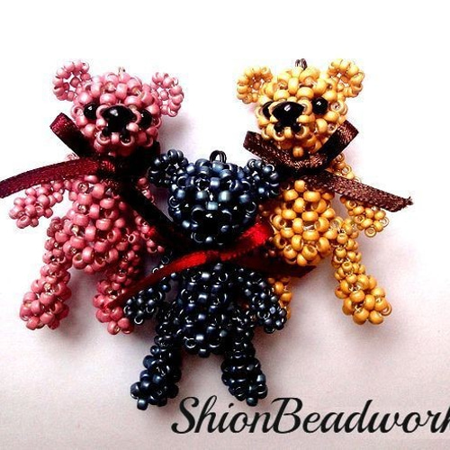 レシピ 大きめテディベア「バーナード」 ビーズモチーフ（プリント