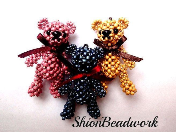 レシピ　大きめテディベア「バーナード」　ビーズモチーフ（プリント・PDF） 1枚目の画像