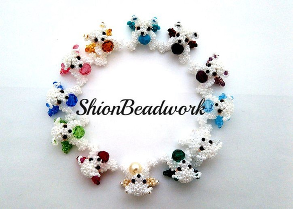 レシピ　誕生石カラー天使くまちゃん　ビーズモチーフ（プリント・PDF） 3枚目の画像