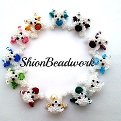 材料　誕生石カラー天使くまちゃん　ビーズモチーフ 2枚目の画像