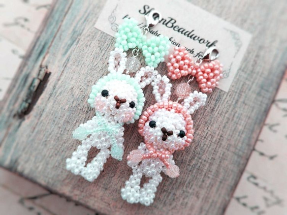 レシピ　頭巾うさぎ ビーズモチーフ（プリント・PDF） 3枚目の画像