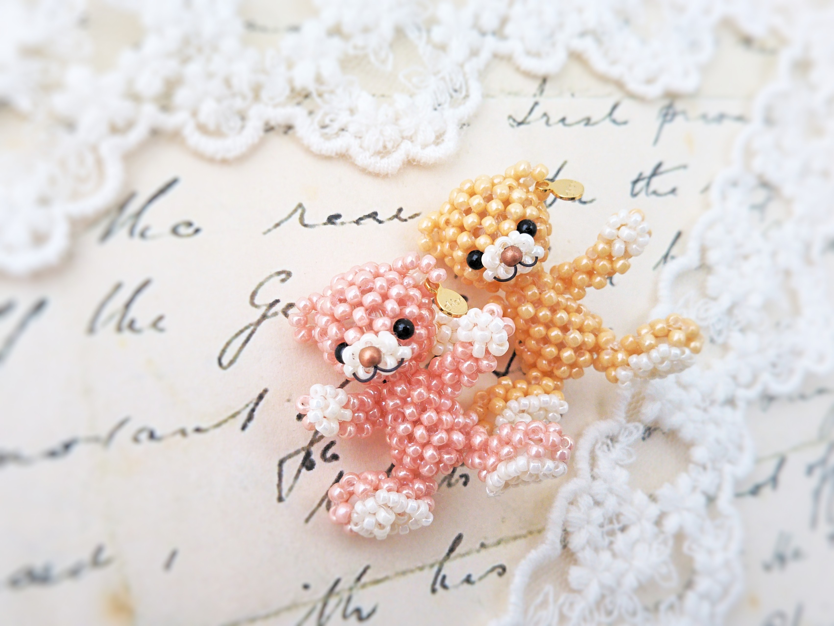 レシピ　テディベア「ビケット」 ビーズモチーフ（プリント・PDF）