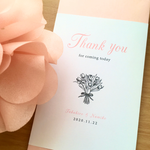 【Thank you 】シンプル 封筒　ポチ袋　のし袋　結婚式　4枚セット　(チューリップorアネモネ) 3枚目の画像
