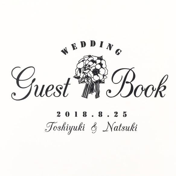 クリーマ限定【 送料無料 】A4横タイプ 芳名帳 アネモネブーケ 名前のみ【24名分】＋表紙 1枚 4枚目の画像