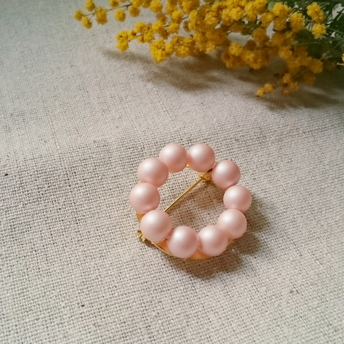 再販❉小春日和❉フロスト パール ふんわりブローチ Smoky Sakura 