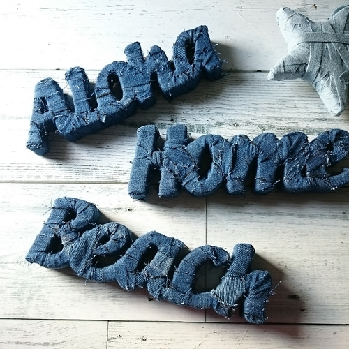 アルファベットオブジェ☆デニム仕様 立体・オブジェ merci✾handmade