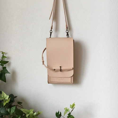 ヌメ革 ミニショルダーバッグ かんぬき ナチュラル ☆送料無料  