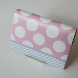 paper cardcase　水玉ストライプ　ピンク 1枚目の画像
